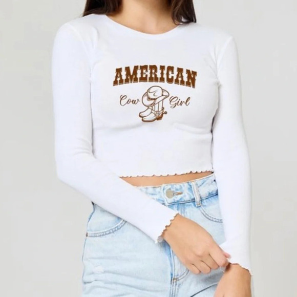 Baby Tee Crop Top Long Sleeve - Picture 1 of 4